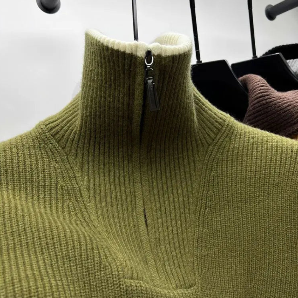 Pull Homme Col Montant Zippé - Élégant et Sportif