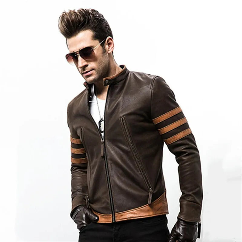 Blouson Cuir Homme Élégant et Réglementé