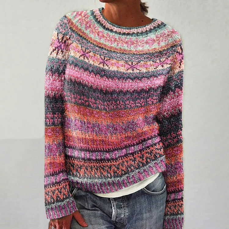 Pull en Maille Élégant Imprimé pour Femme Hiver - PanierRoyale