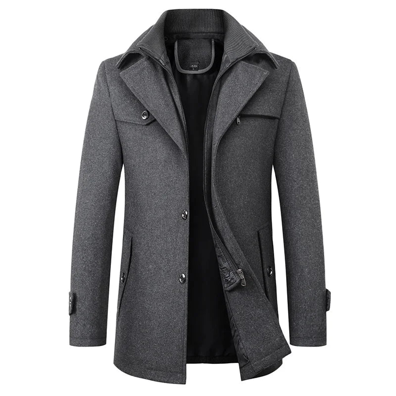 Manteau Noir Classique Zippé Imperméable - vue 2