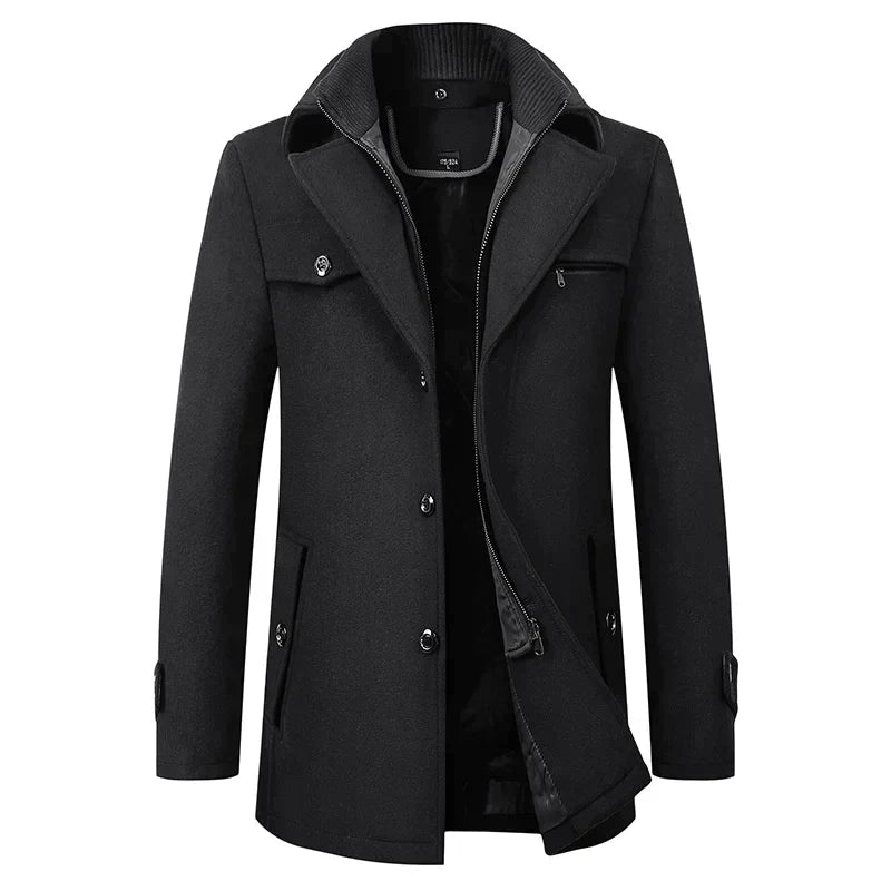 Manteau Noir Classique Zippé Imperméable