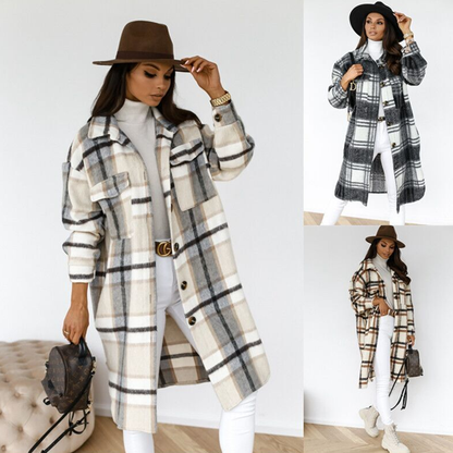 Aoife - Manteau long à carreaux pour femmes