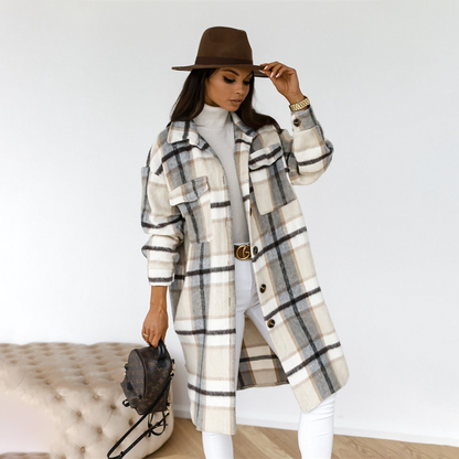 Aoife - Manteau long à carreaux pour femmes
