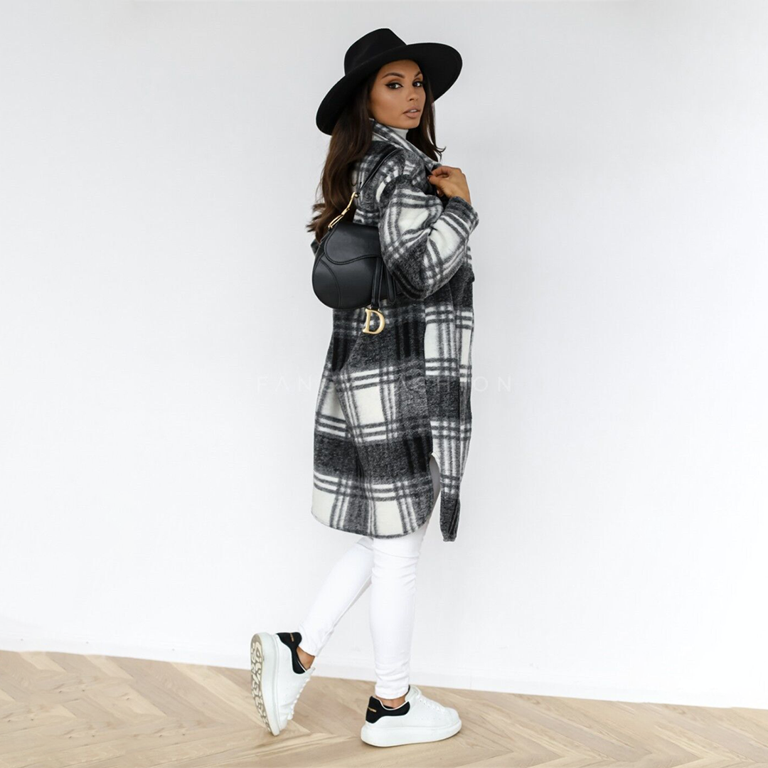 Aoife - Manteau long à carreaux pour femmes
