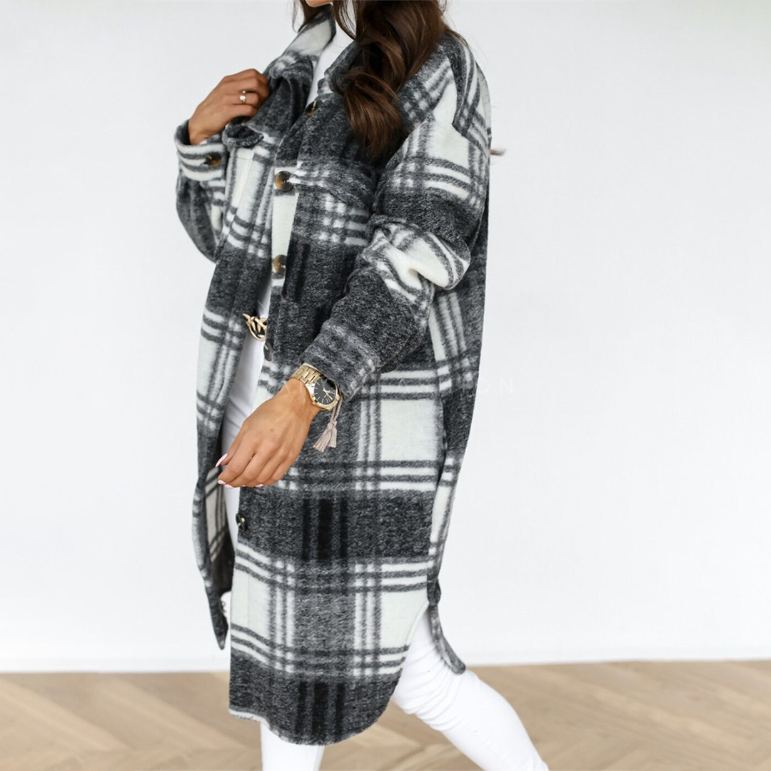 Aoife - Manteau long à carreaux pour femmes