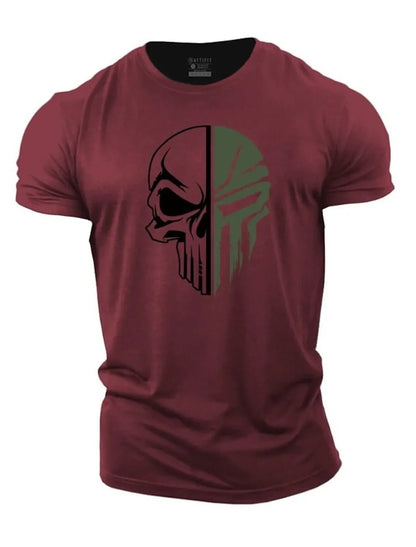 T-Shirt Homme Tête de Mort Style Militaire