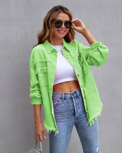 Veste jean femme noir décontractée chic
