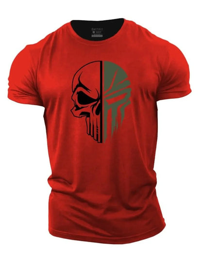 T-Shirt Homme Tête de Mort Style Militaire