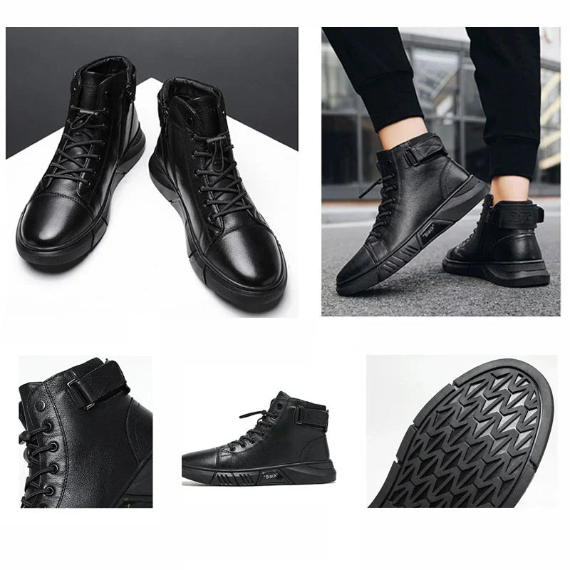 Bottes en Cuir Noir Homme Élégantes