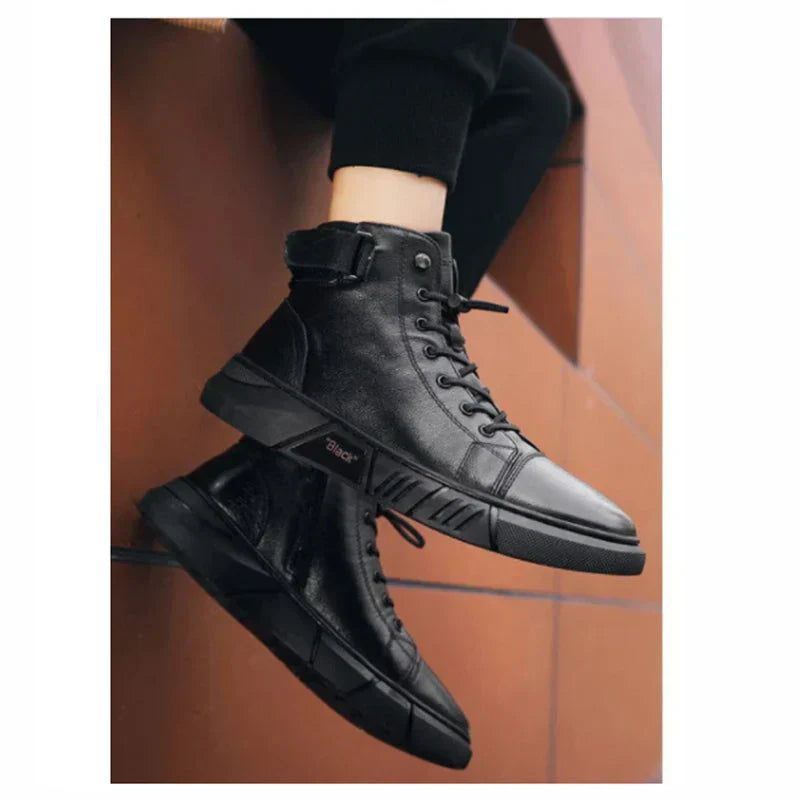Bottes en Cuir Noir Homme Élégantes