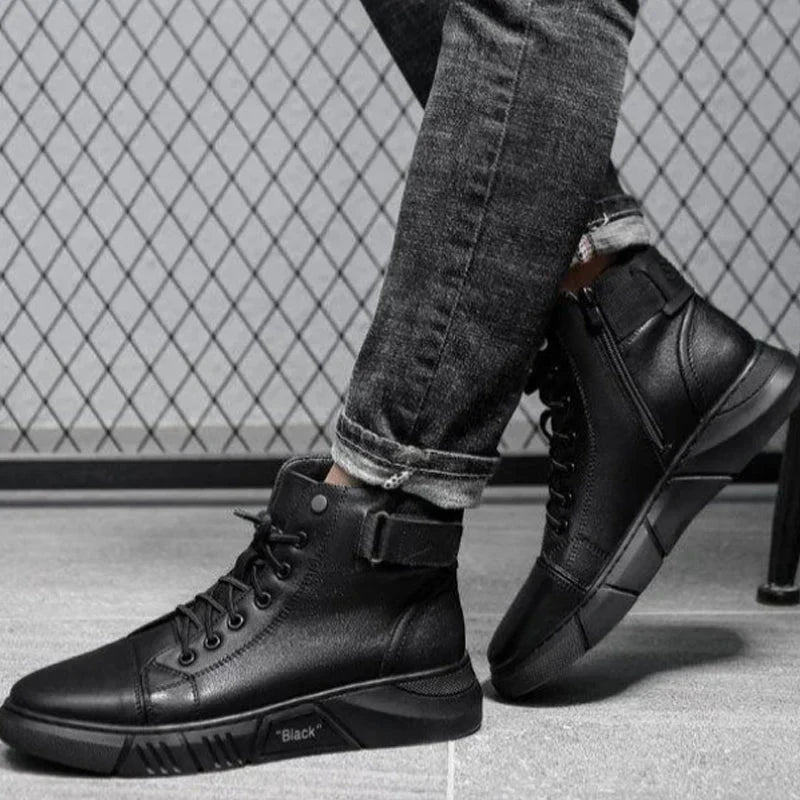 Bottes en Cuir Noir Homme Élégantes