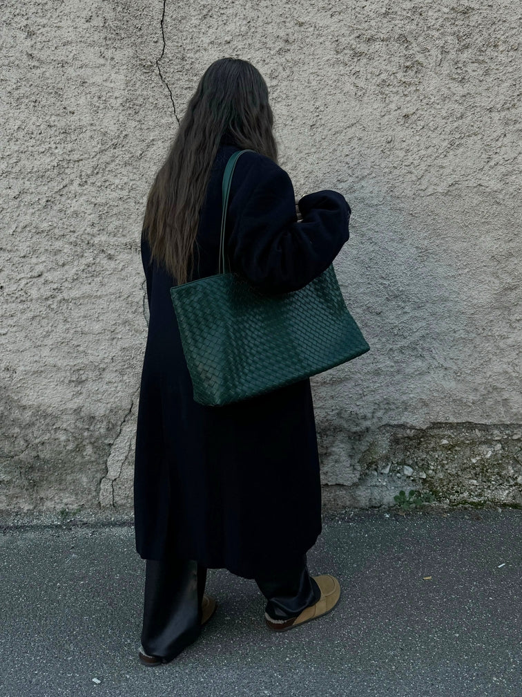 Sac à Main Grand Tote Femme en Cuir Végétal avec Fermeture Éclair