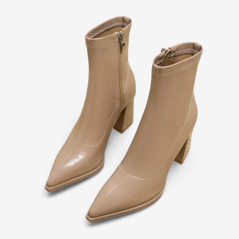 Bottines Féminines à Talon Haut avec Fermeture Éclair - PanierRoyale