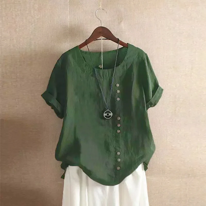 Blouse Femme Rose Vif Manches Courtes Élégante