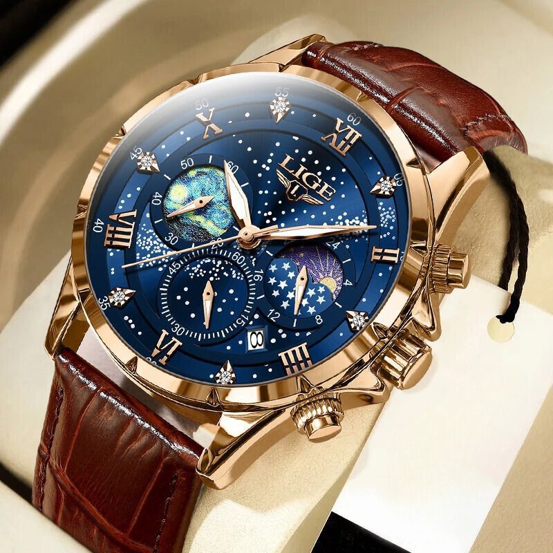 Montre Homme Élégante Cuir Brun - BerlinGlamour