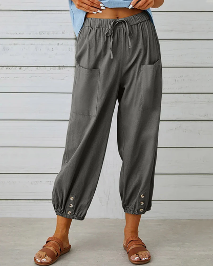 Pantalon femme décontracté marine 5 poches