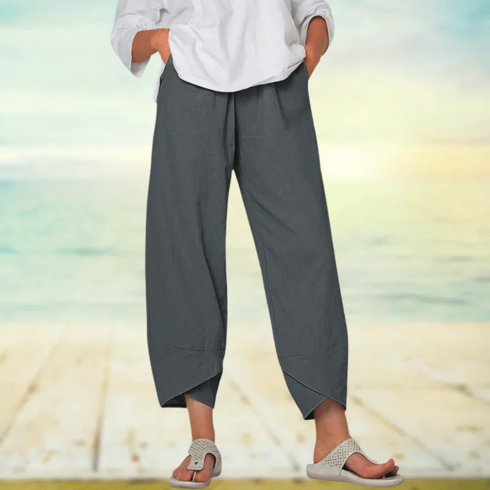 Pantalon Lin Beige Féminin Confortable Été