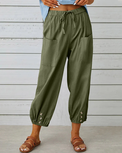 Pantalon femme décontracté marine 5 poches