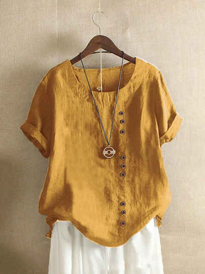 Blouse Femme Rose Vif Manches Courtes Élégante