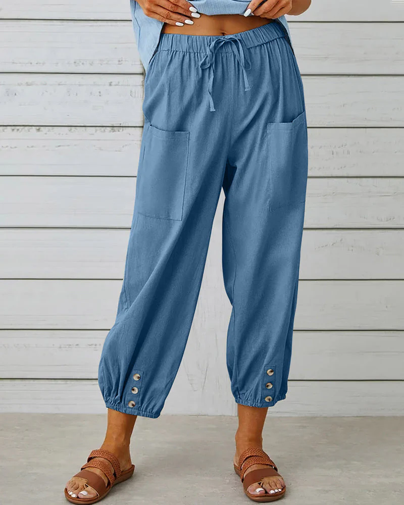 Pantalon femme décontracté marine 5 poches