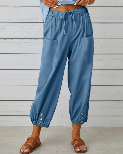 Pantalon femme décontracté marine 5 poches