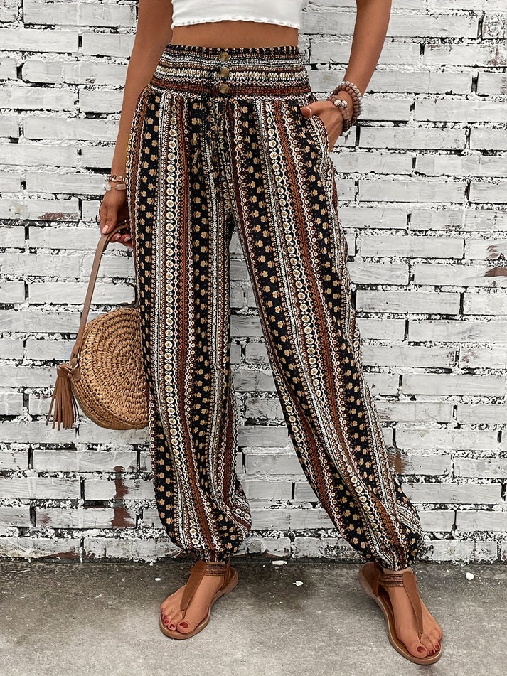 Pantalon Femme Imprimé Floral Élégant Décontracté