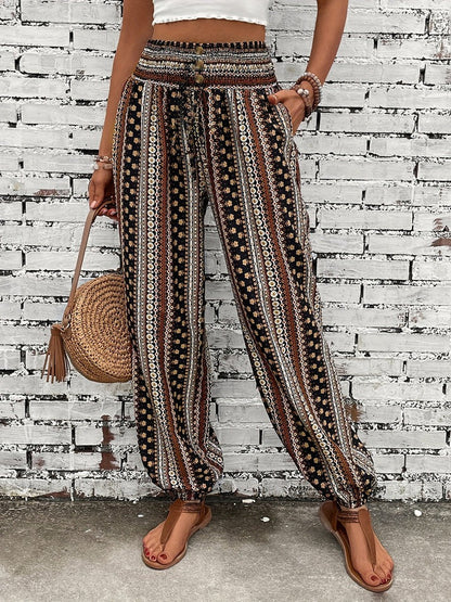 Pantalon Femme Imprimé Floral Élégant Décontracté