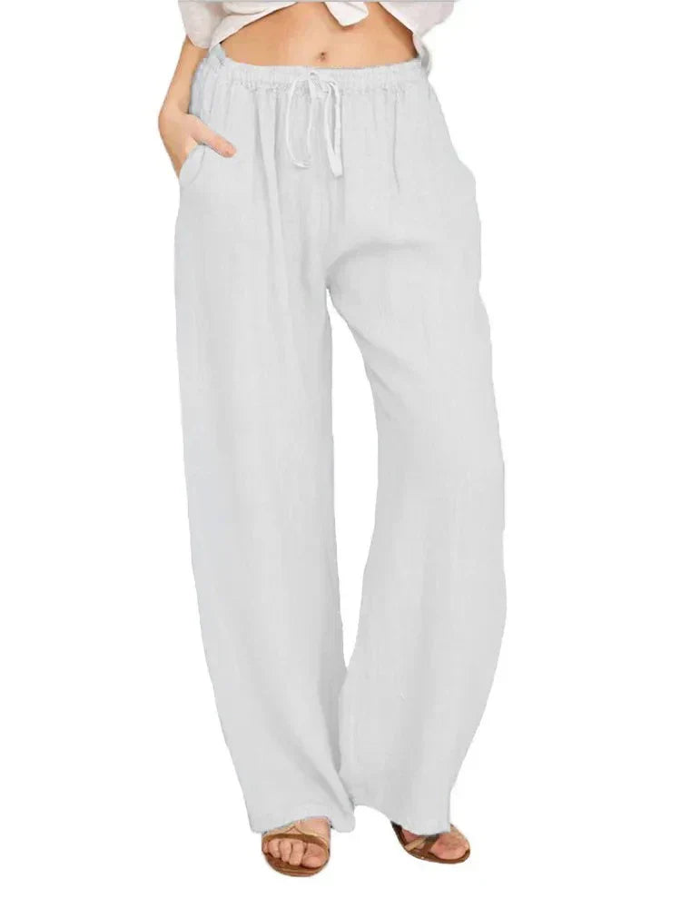 Pantalon Femme Taille Haute Coton Élégant et Confortable