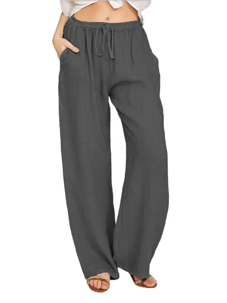 Pantalon Femme Taille Haute Coton Élégant et Confortable