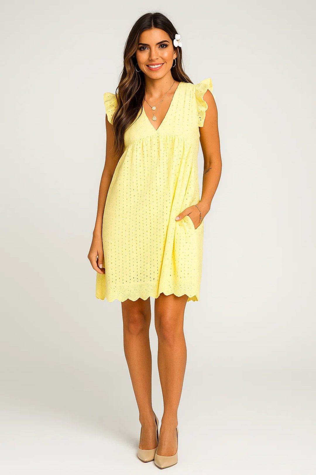 Robe Plage Été en Coton Léger avec Manches Bouffantes - PanierRoyale