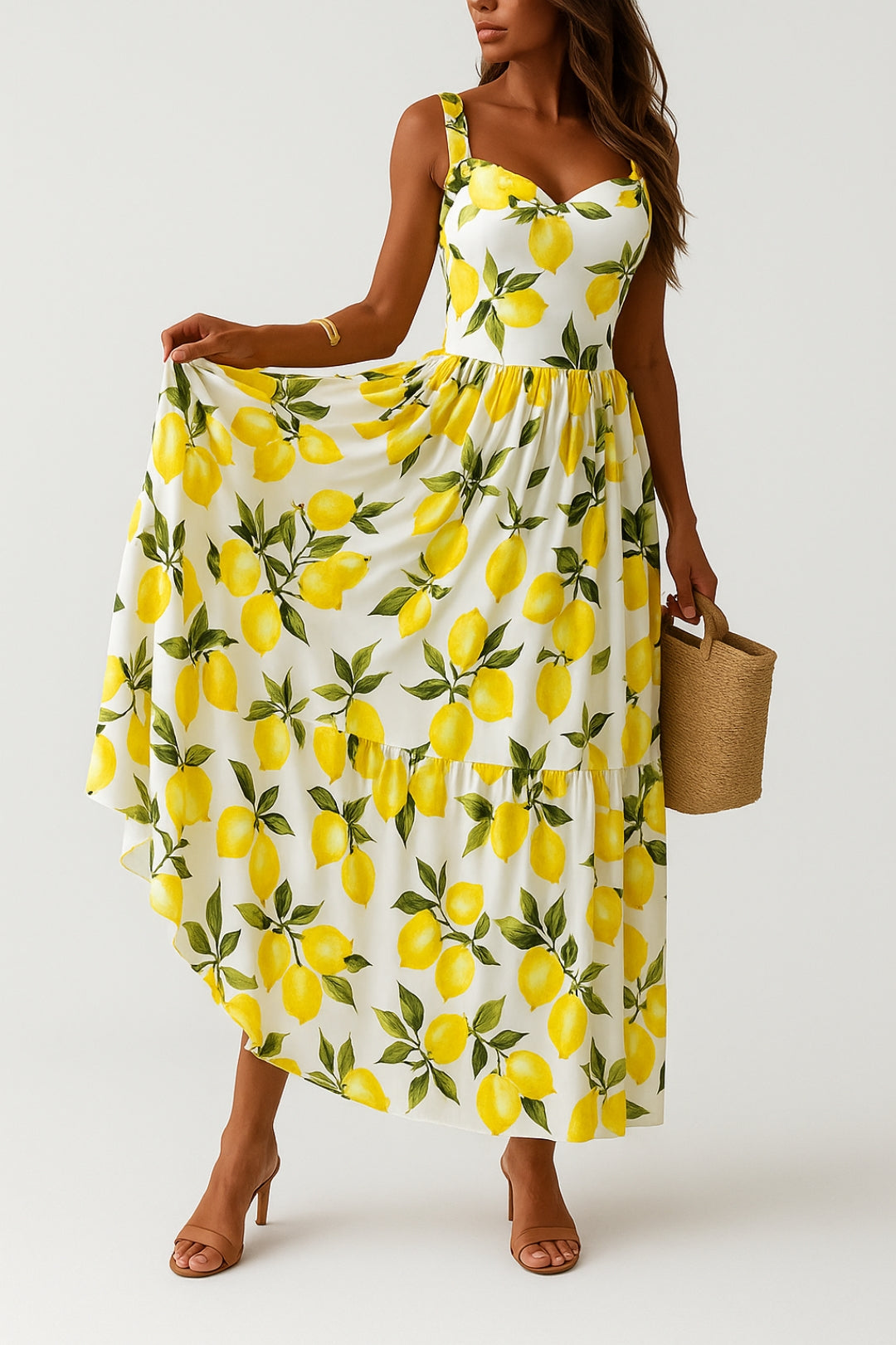 Robe Été Florale à Manches Courtes et Bretelles Adjustable - PanierRoyale