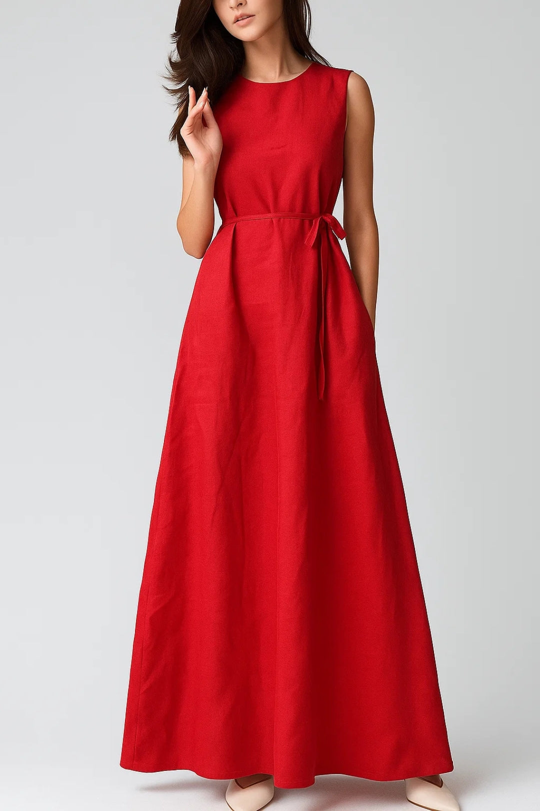 Robe Été Légère pour Femme avec Ceinture et Tissu Doux
