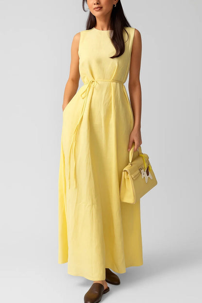 Robe Été Légère pour Femme avec Ceinture et Tissu Doux