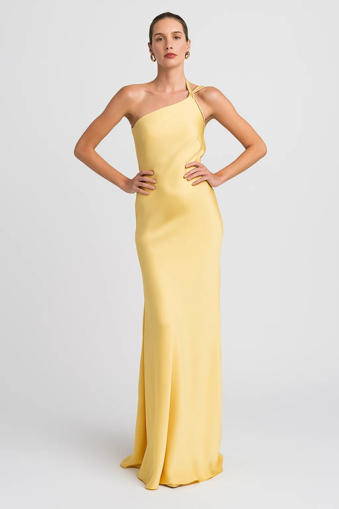 Robe Été Longue en Soie Jaune Clair pour Femme - PanierRoyale