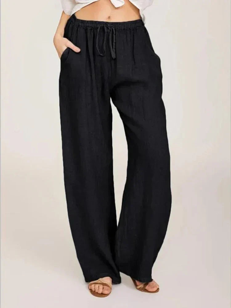 Pantalon Femme Taille Haute Coton Élégant et Confortable