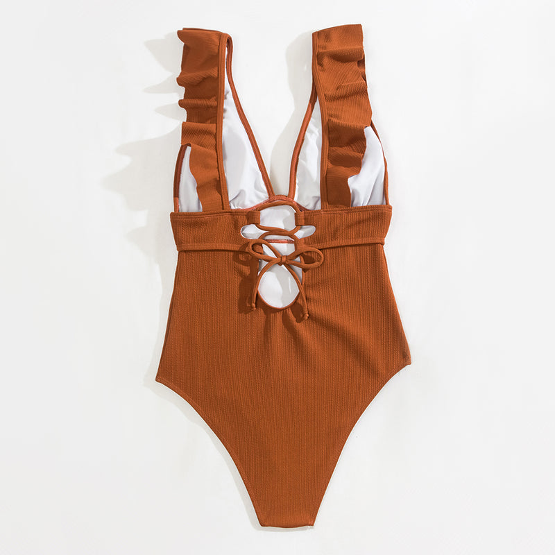 Maillot de Bain Féminin avec Bretelles Fines et Dentelle