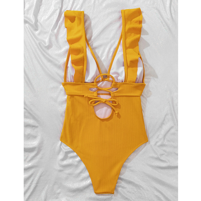 Maillot de Bain Féminin avec Bretelles Fines et Dentelle