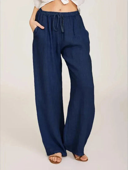 Pantalon Femme Taille Haute Coton Élégant et Confortable