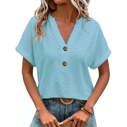 Blouse Femme Manches Courtes Vert Émeraude Élégante
