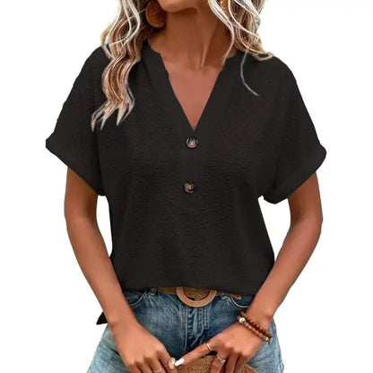 Blouse Femme Manches Courtes Vert Émeraude Élégante