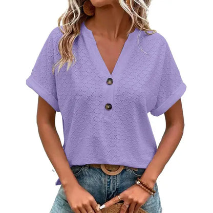 Blouse Femme Manches Courtes Vert Émeraude Élégante
