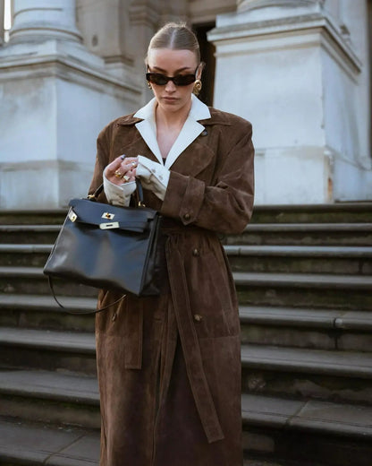 Trenchcoat Femme en Cuir Noir Élégant - BerlinGlamour