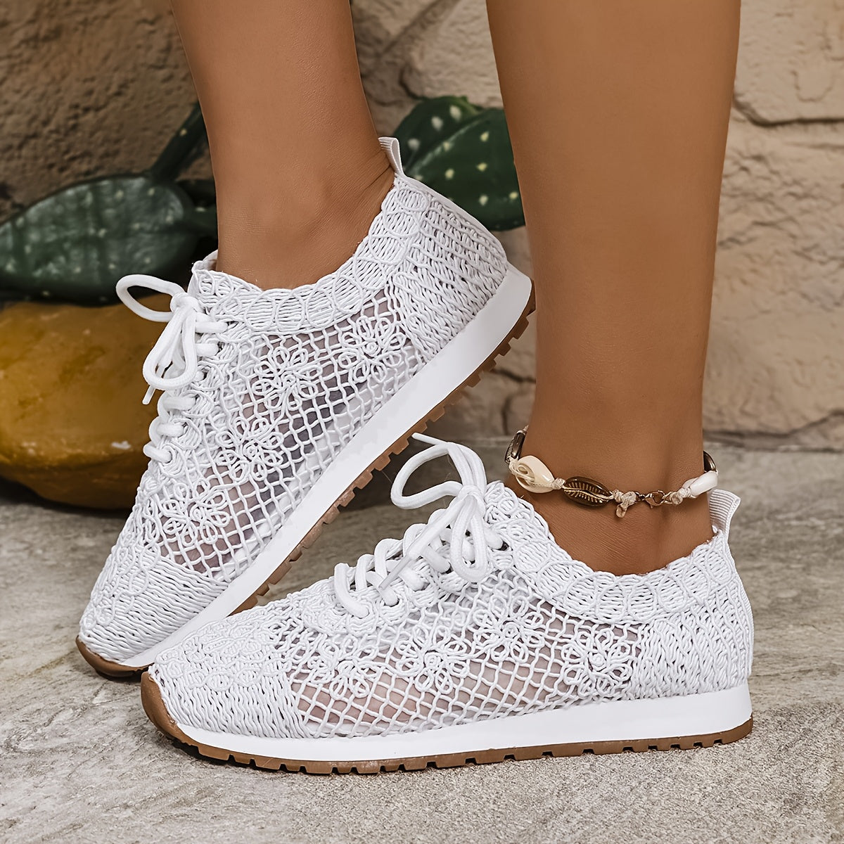 Basket Femme Été Légère et Confortable à Lacets