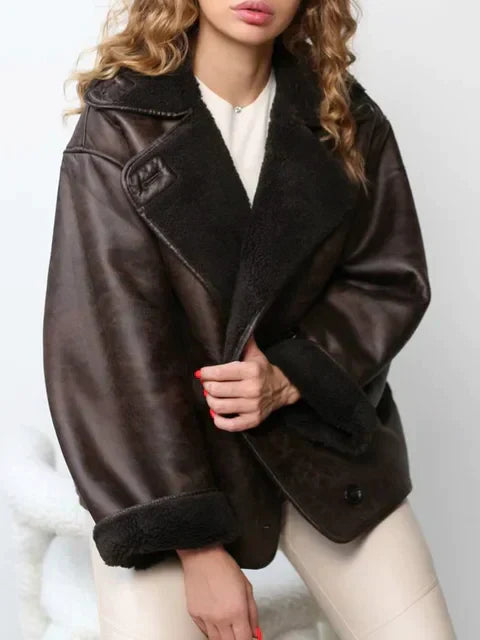 Veste en Cuir Imitation Style Rétro Féminin - PanierRoyale
