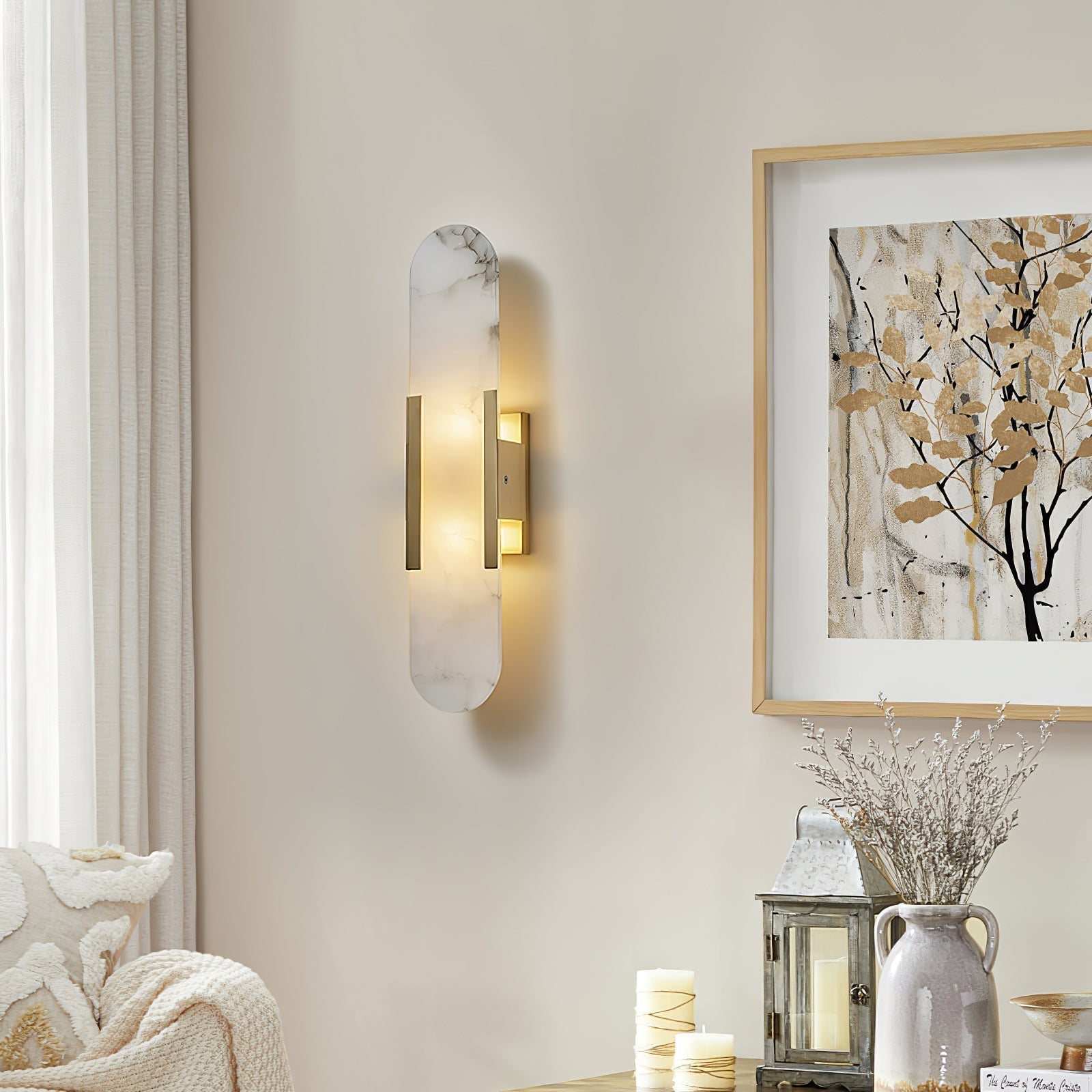 Albaline™ – applique murale LED en albâtre allongé, lumière douce