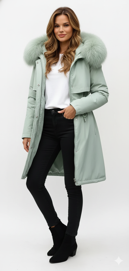 Manteau Femme Hiver Doublé Fourrure Synthétique Chic