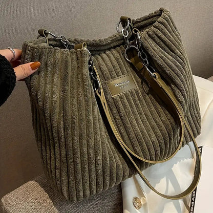 Sac à Main Grand Modèle Femme en Velours Doux avec Bandoulière Réglable