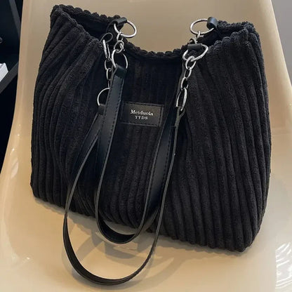 Sac à Main Grand Modèle Femme en Velours Doux avec Bandoulière Réglable