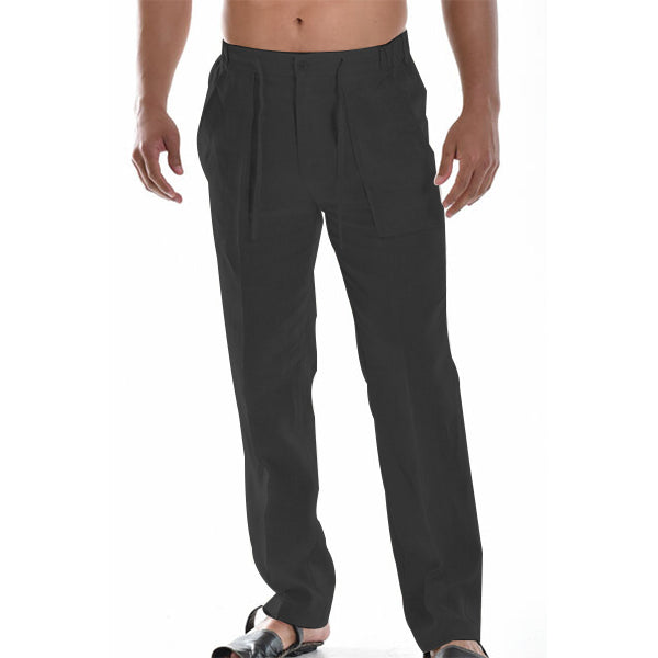 Pantalon Homme Beige Lin Décontracté