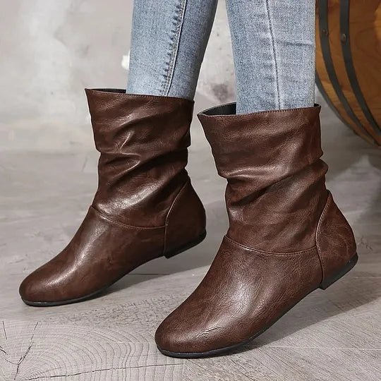 Bottes Cuir Féminines Élégantes avec Semelle Antidérapante